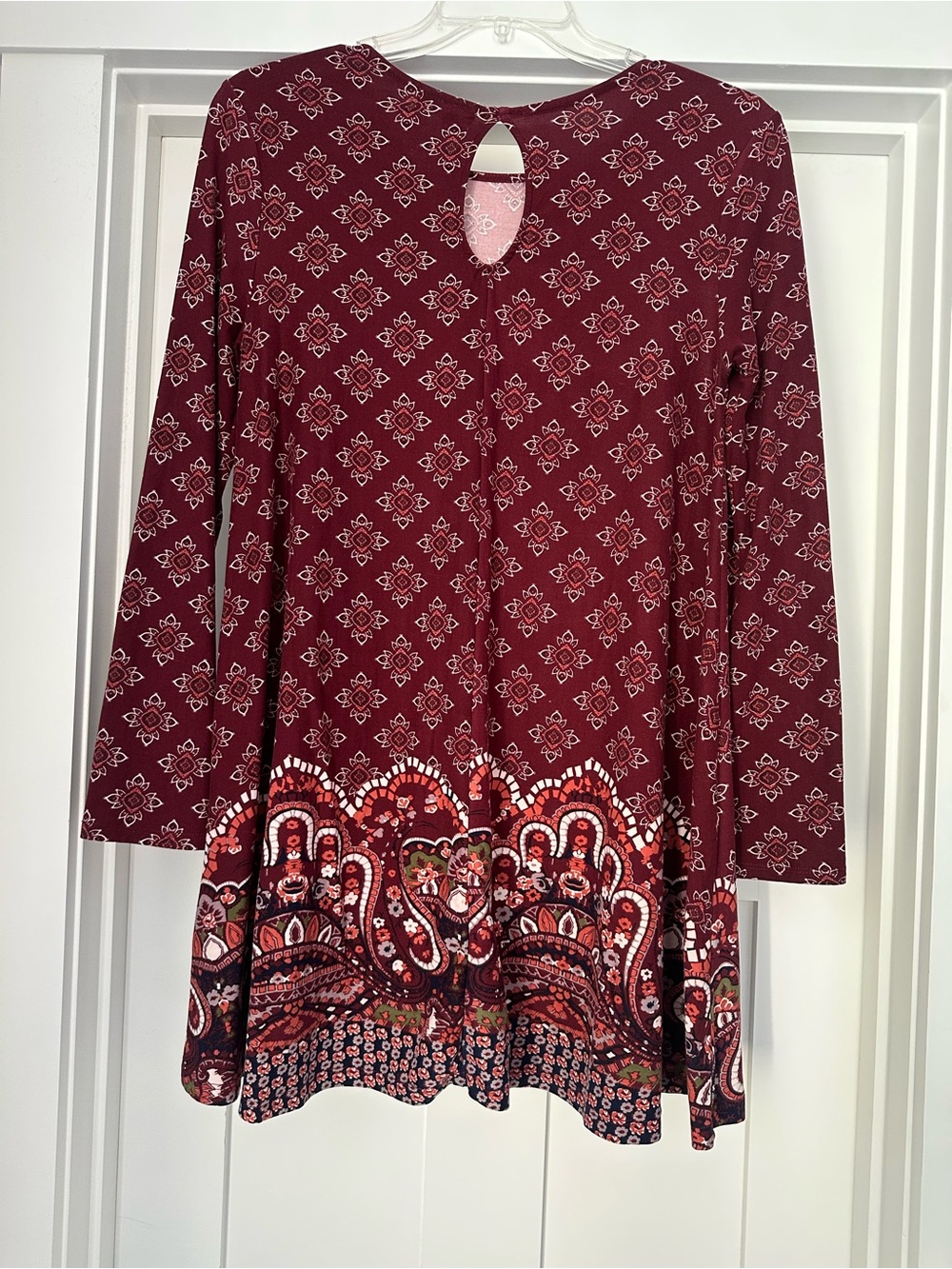 Derek Heart Burgundy Paisley Long-Sleeve Dress - Picture 4 of 4